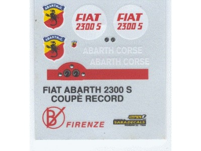 Decal Fiat Abarth 2300 S Coupè Record 1963 - scala 1:43